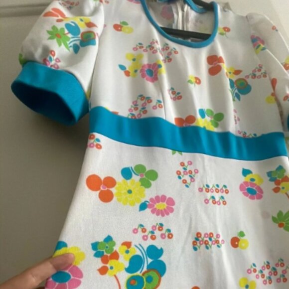 60s Colourful Floral Psychedelic Maxi Dress - Picture 1 of 5